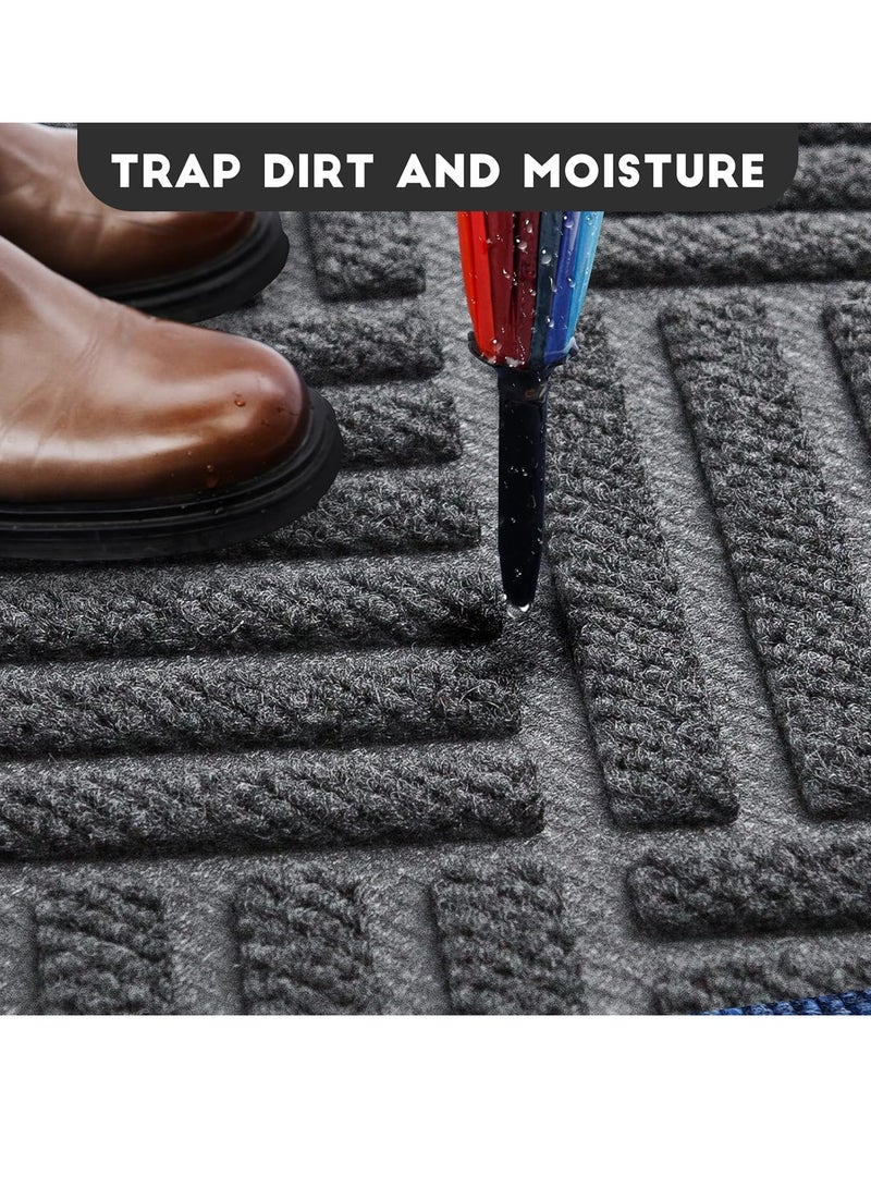TRASSLE Indoor Outdoor Front Door Mat, All Weather Non-Slip Rubber Outside Entrance Door Mat, Super Absorbent Moistureproof Doormat, Welcome Mat for Home Front, Hallway, Patio  - Image 5