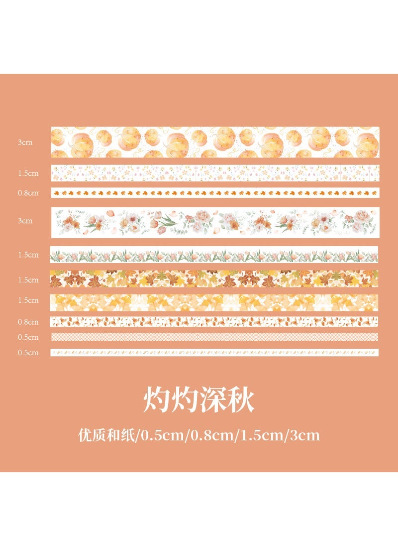 Generic Mr. Paper  Japanese Tape Set, Floral Washi Tapes, 10-Pack Burning late autumn 
