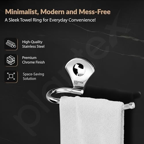 Plantex Royal Stainless Steel Napkin Holder for Wash Basin/Towel Ring/Napkin Holder/Bathroom Accessories (Chrome) - Image 3