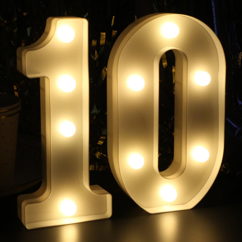 JunyRuny H:8.26 Inches Light Up Numbers 10 Centerpieces Table Sign, Happy 10th Birthday Decorations for Girl, 10 Year Old Anniversary Party Decor for Boy - Image 2