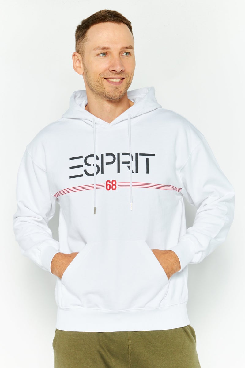 ESPRIT سويت شيرت بغطاء رأس بأكمام طويلة للرجال، مجموعة بيضاء - Image 1