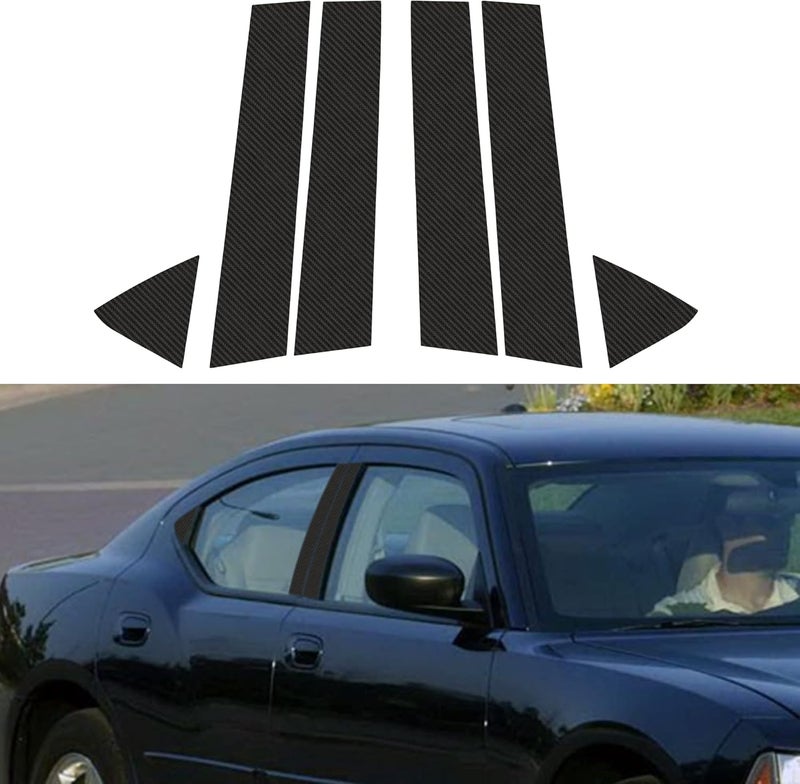 TOMALL Car Window Pillar Post Vinyl Stickers Compatible with Dodge Charger 2006-2010 Carbon Fiber Window Column Decals Overlay Wrap Trim Car Exterior Accessories Decoration (Carbon Fiber) - Image 1