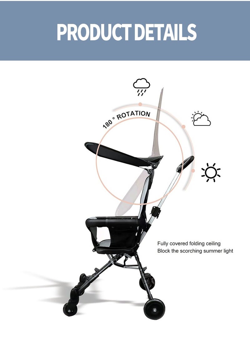 Beirui - 4 Wheels Baby Stroller Lightweight Quick One Hand Fold With Top Tray Compact And Stylish Design For Newborn To 3 Years Baby stroller, Child stroller, Lightweight travel stroller with adjustable handle and backrest, one-hand fold, for overhead airplane storage, shopping, walking, traveling - Image 1