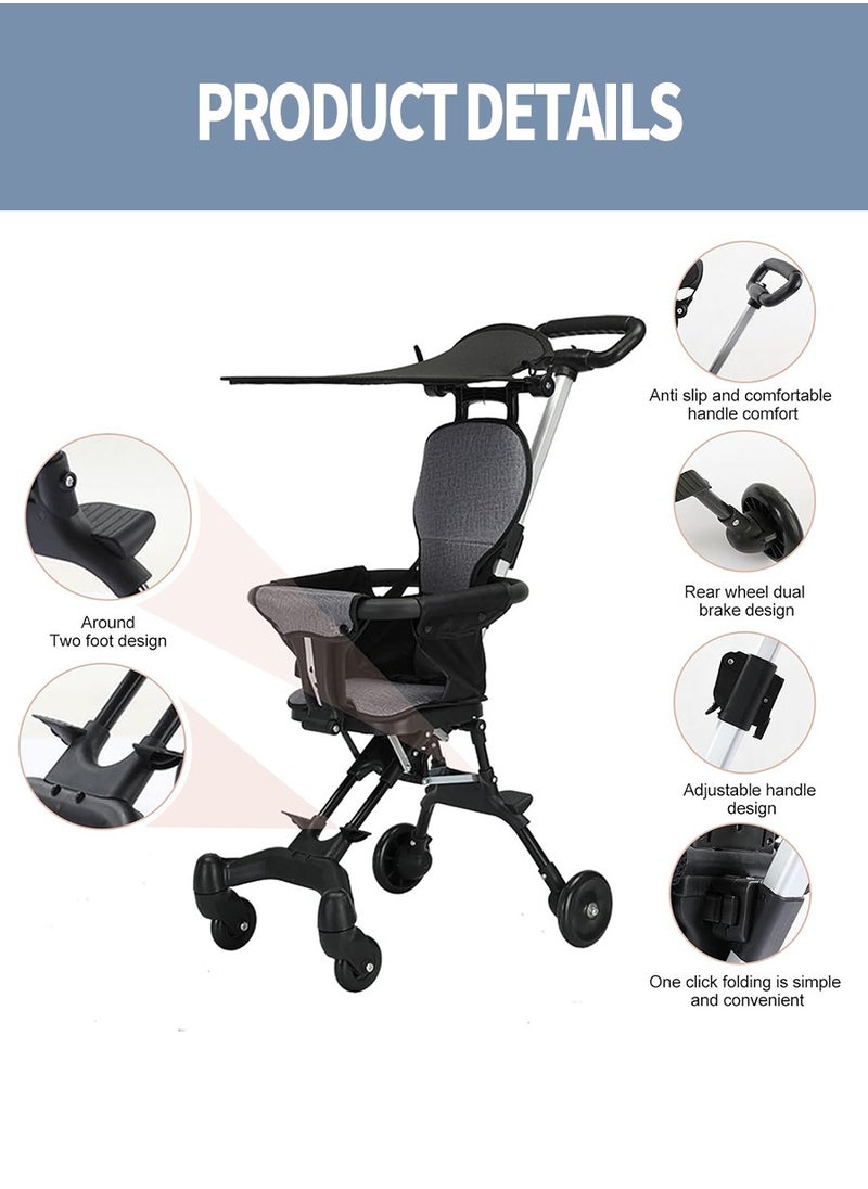 Beirui - 4 Wheels Baby Stroller Lightweight Quick One Hand Fold With Top Tray Compact And Stylish Design For Newborn To 3 Years Baby stroller, Child stroller, Lightweight travel stroller with adjustable handle and backrest, one-hand fold, for overhead airplane storage, shopping, walking, traveling - Image 1