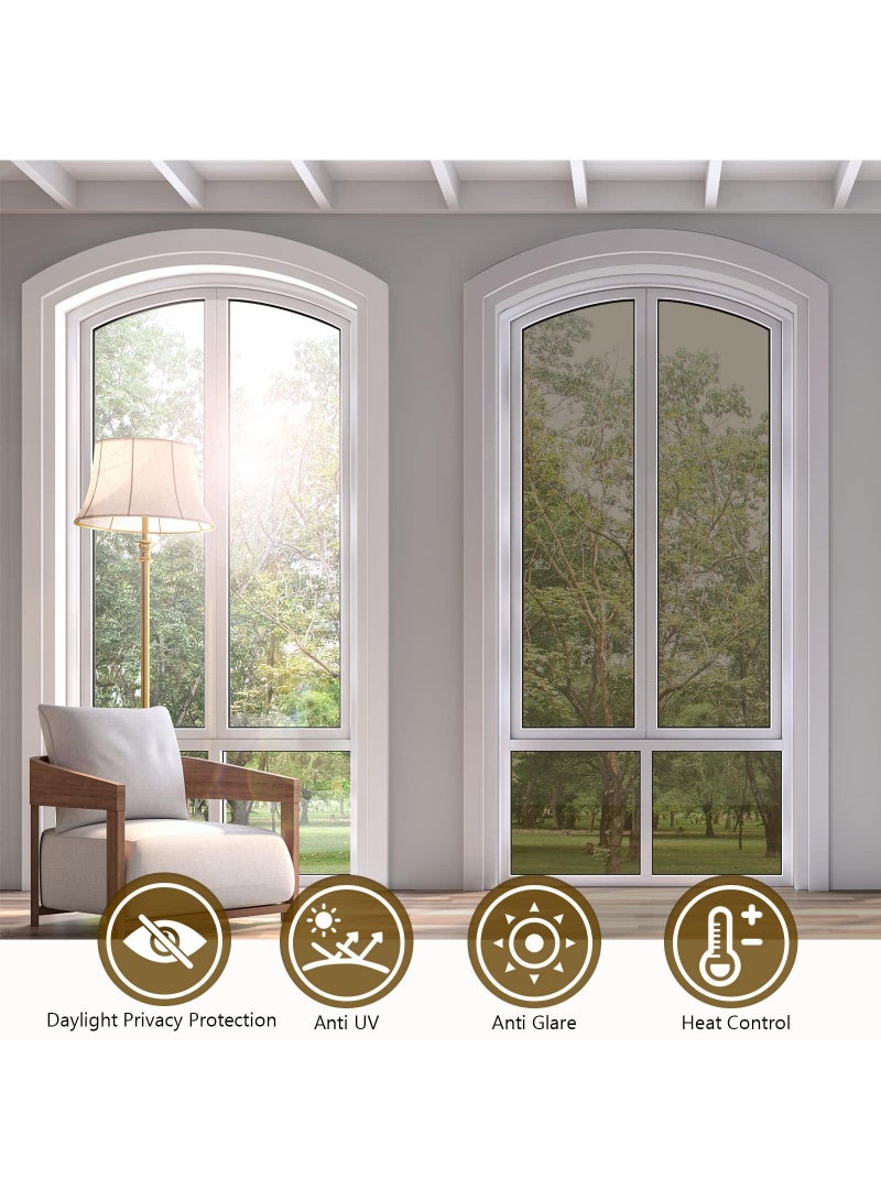 Sweet seven فيلم خصوصية النوافذ ذو الاتجاه الواحد - بني-فضي، 23.6x39.4 بوصة | خصوصية نهارية، حجب الأشعة فوق البنفسجية، التصاق ثابت، تظليل نوافذ عاكس للمنازل والمكاتب - Image 2