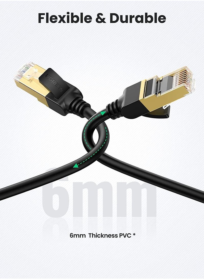 UGREEN Ethernet Cable Cat7 Network Round Cord 10 Gigabit RJ45 Lan Cable 28AWG Internet 600Mhz Wire Shielded Compatible for PC Laptop Router Modem Mac Switch PS5 PS4 Smart TV Patch Panel Printer(30M)