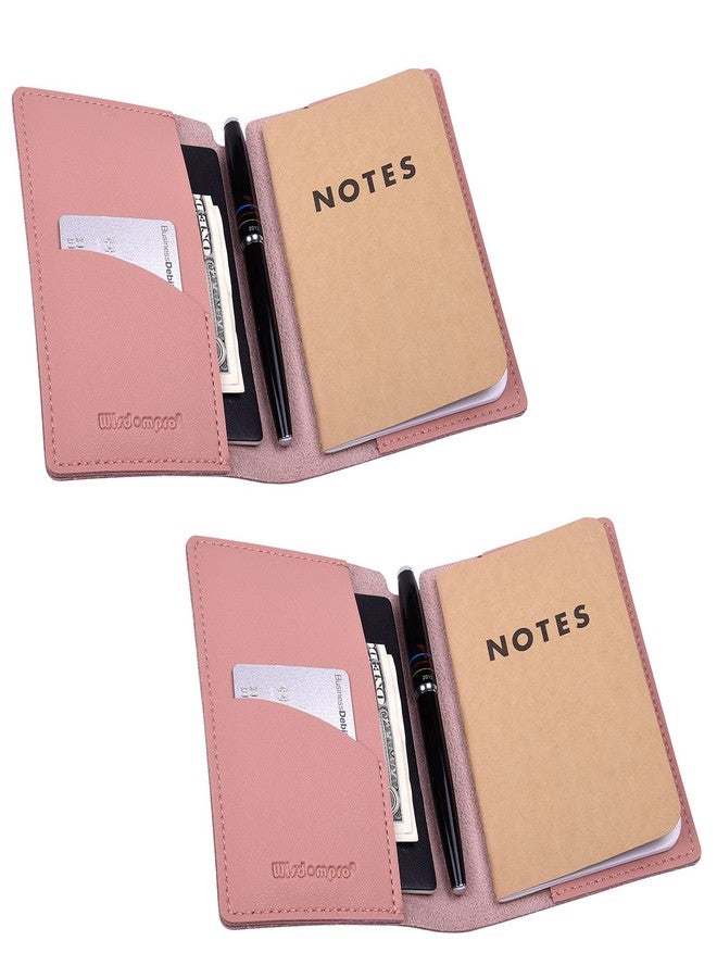 Wisdompro Journal Cover, 2 Pack Wisdompro PU Leather Notebook Cover for Field Notes,or Other 3.5" x 5.5" Pocket Notebooks - Pink - Image 1