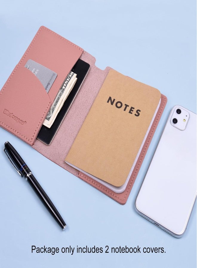 Wisdompro Journal Cover, 2 Pack Wisdompro PU Leather Notebook Cover for Field Notes,or Other 3.5" x 5.5" Pocket Notebooks - Pink - Image 2