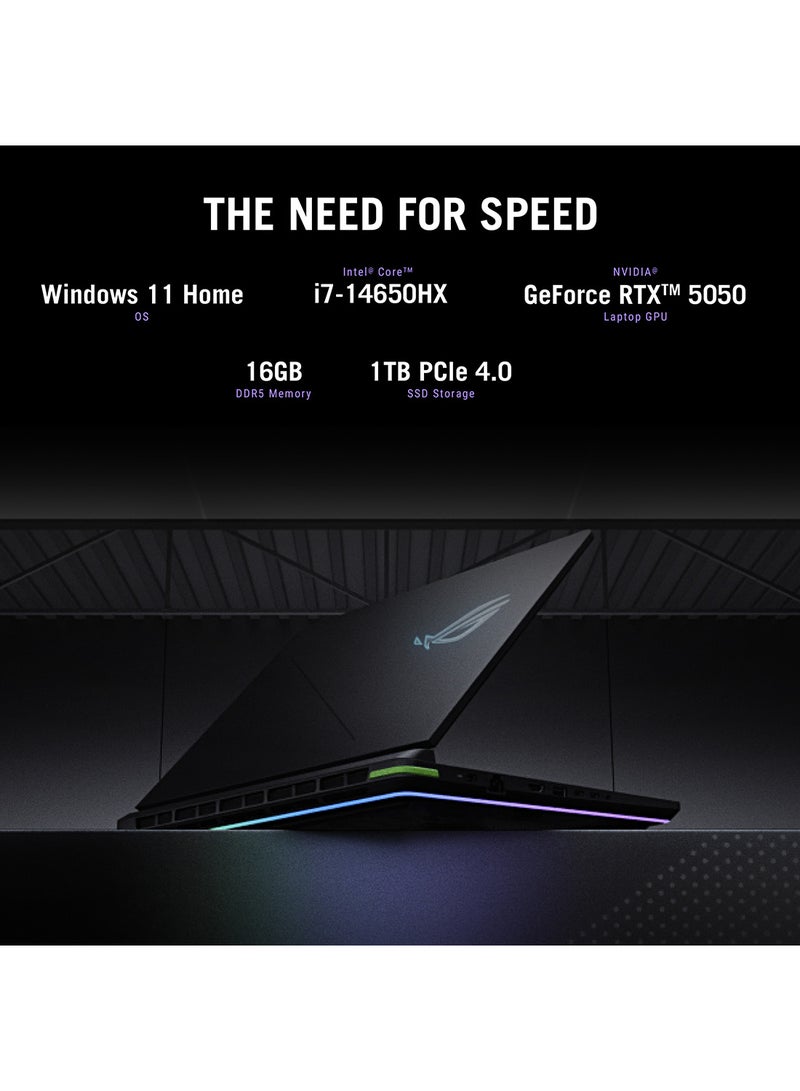 أسوس لابتوب ROG Strix G16 للألعاب (2025) بشاشة FHD مقاس 14 بوصة، مع معالج Core i7 14650HX/ذاكرة RAM سعة 16 جيجابايت/قرص SSD سعة 1 تيرابايت/بطاقة رسومات NVIDIA GeForce RTX 5050 سعة 8 جيجابايت/نظام Windows 11 Home باللون الرمادي الإنجليزي Eclipse - Image 3