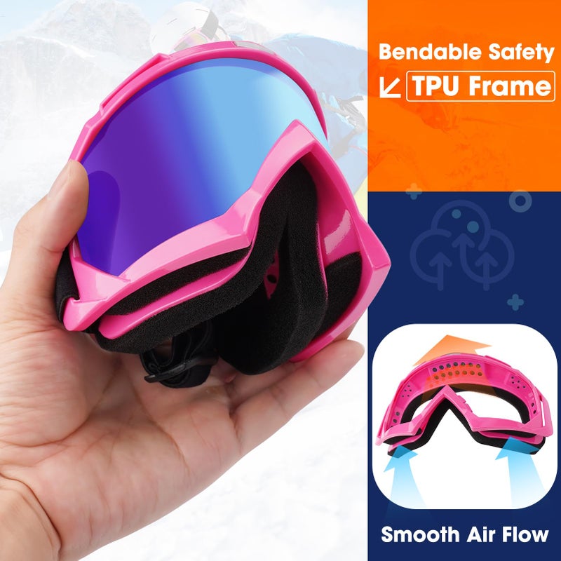 Braylin Adult Ski Goggles, 2-Pack Snowboard Goggles for Youth, Teens, Men & Women, Wide View Snowmobile Goggles - Image 5