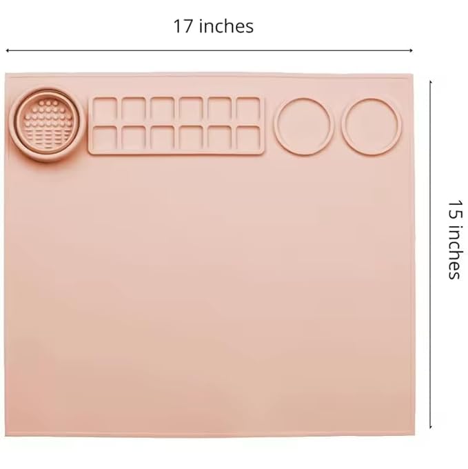 MAGHROLA Silicone Craft Mat with Built in Cleaning Cup - Heavy Duty Art Silicone Mat for Washable Paint, Artist Creations DIY Gift - Painting, Clay Large 17x15 inch Clay Mat, Nonslip Silicone mat(Multicolor) - Image 2
