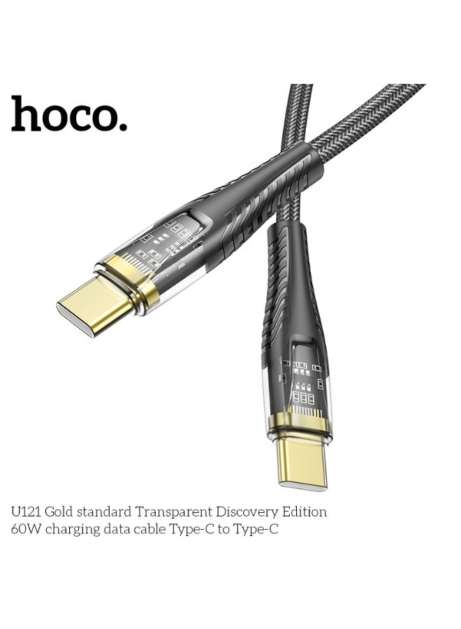 hoco. U121 Gold standard Transparent Discovery Edition 60W charging data cable Type-C to Type-C - Image 4