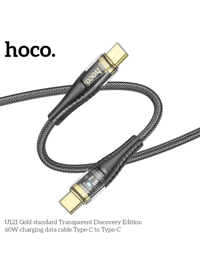 hoco. U121 Gold standard Transparent Discovery Edition 60W charging data cable Type-C to Type-C - Image 3