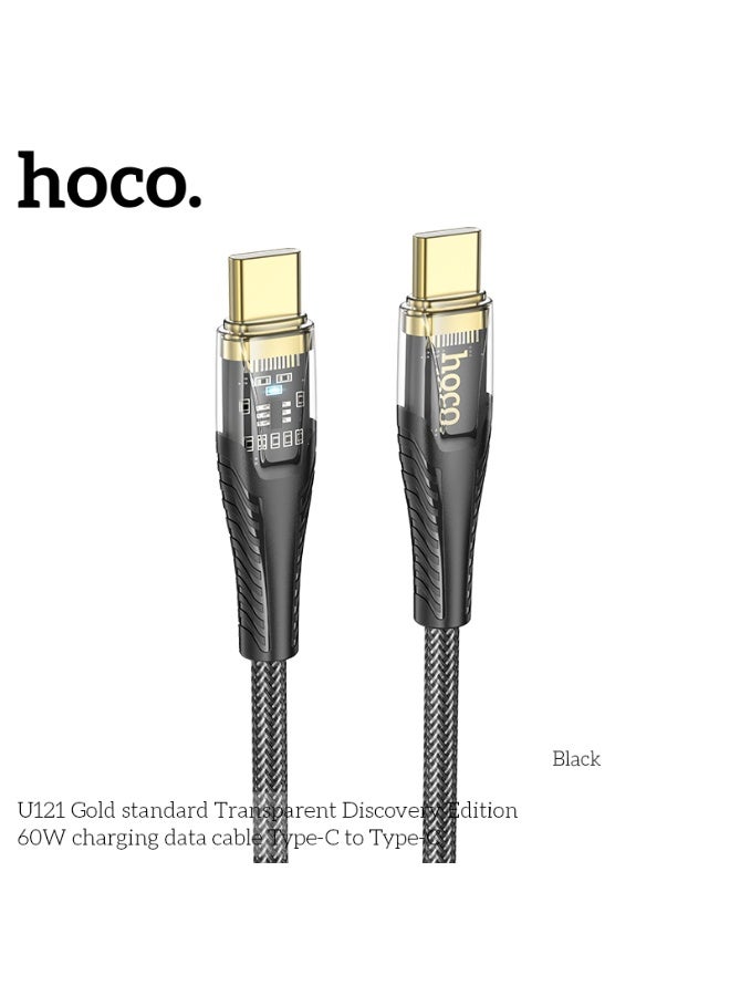 hoco. U121 Gold standard Transparent Discovery Edition 60W charging data cable Type-C to Type-C - Image 1