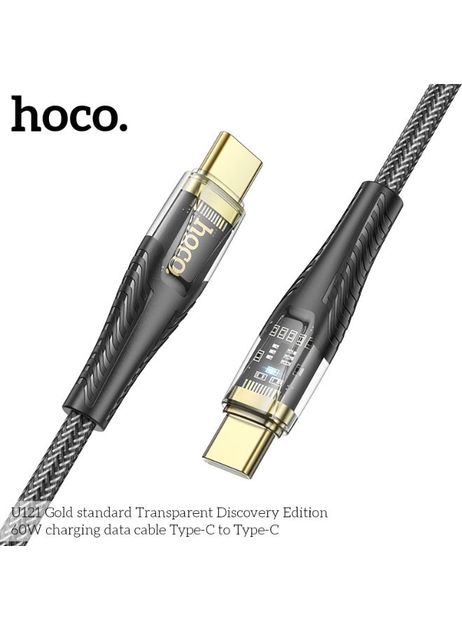 hoco. U121 Gold standard Transparent Discovery Edition 60W charging data cable Type-C to Type-C - Image 2