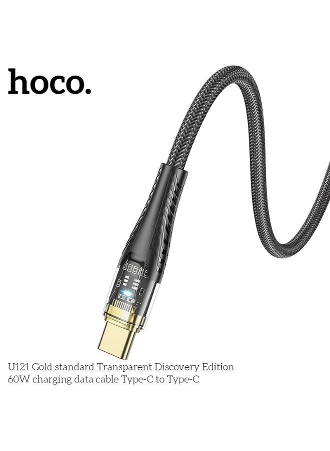 hoco. U121 Gold standard Transparent Discovery Edition 60W charging data cable Type-C to Type-C - Image 5