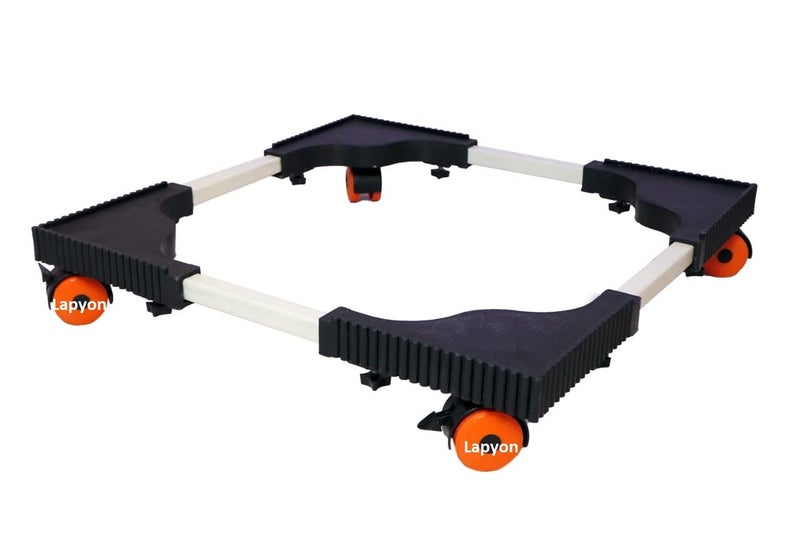 Lapyon Heavy Duty Adjustable Top Load FullyAutomatic Washing MachineRefrigeratorDishwasher Stand Trolley with Wheels Size 40 x 40cm to 64x 64cm Orange - Image 1