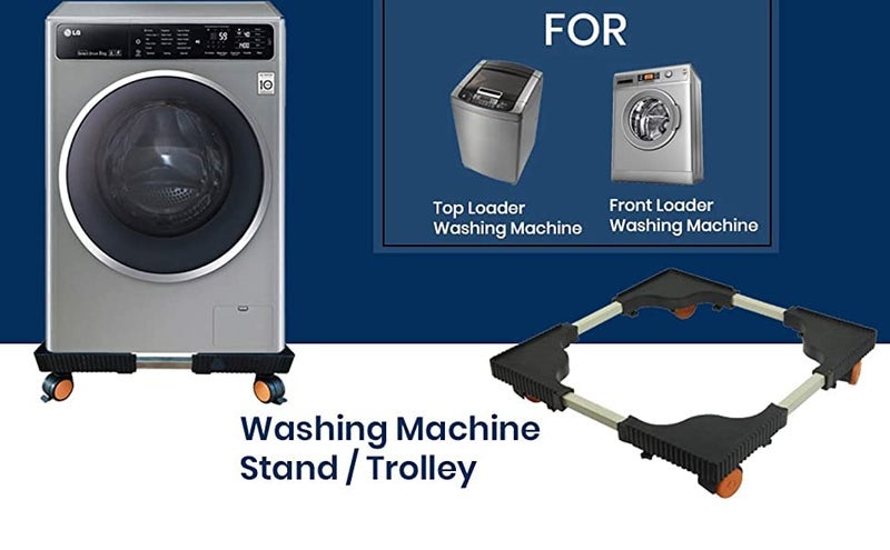 Lapyon Heavy Duty Adjustable Top Load FullyAutomatic Washing MachineRefrigeratorDishwasher Stand Trolley with Wheels Size 40 x 40cm to 64x 64cm Orange - Image 3