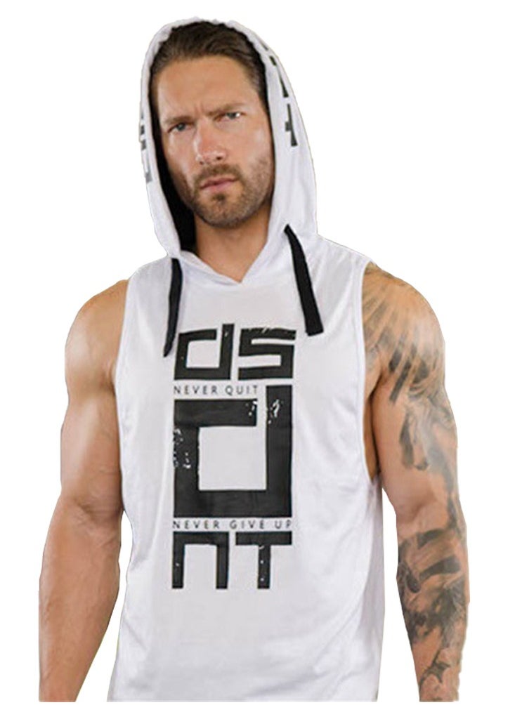 Al Aoyama Men's Workout Hooded Tank Tops Sports Training Sleeveless Gym  - Image 1