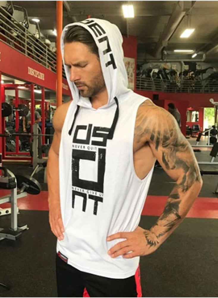 Al Aoyama Men's Workout Hooded Tank Tops Sports Training Sleeveless Gym  - Image 4