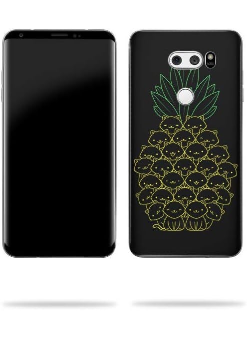 MIGHTY SKINS MightySkins Skin Compatible with LG V30 - Cat Pineapple | Protective, Durable, and Unique Vinyl Decal wrap Cover | Easy to Apply, Remove, and Change Styles | Made in The USA 