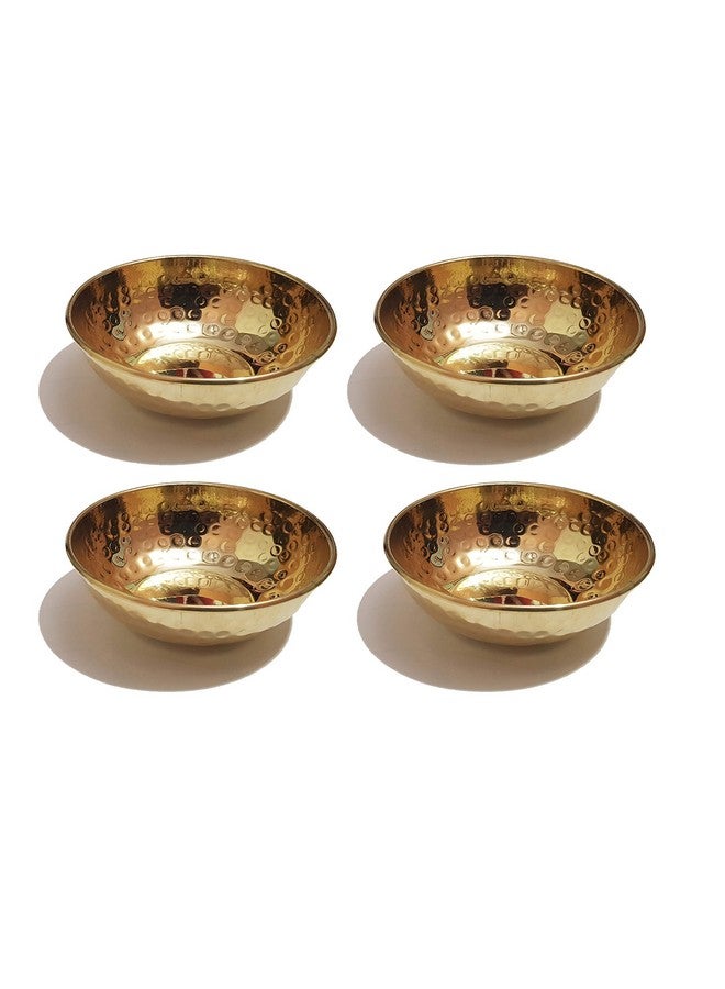 Pure Source India Brass Bowl Set of 4 Pcs, 4.5 Inch Size, 100% Pure Brass Bowl Hand Made (Set of 4 Pcs) - Image 1