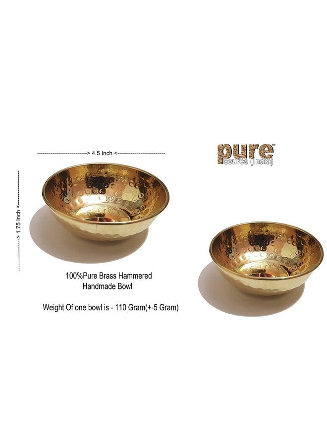 Pure Source India Brass Bowl Set of 4 Pcs, 4.5 Inch Size, 100% Pure Brass Bowl Hand Made (Set of 4 Pcs) - Image 2