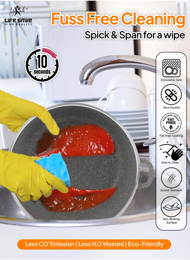 Life Smile - Non Stick Stock Pot - Aluminum Soup Pot with T.Glass Lid - 100% PFOA and PTFE Free - Image 1