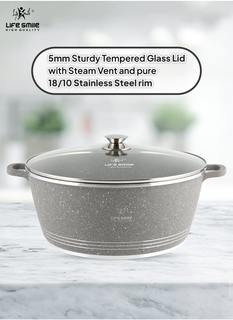 Life Smile - Non Stick Stock Pot - Aluminum Soup Pot with T.Glass Lid - 100% PFOA and PTFE Free - Image 1