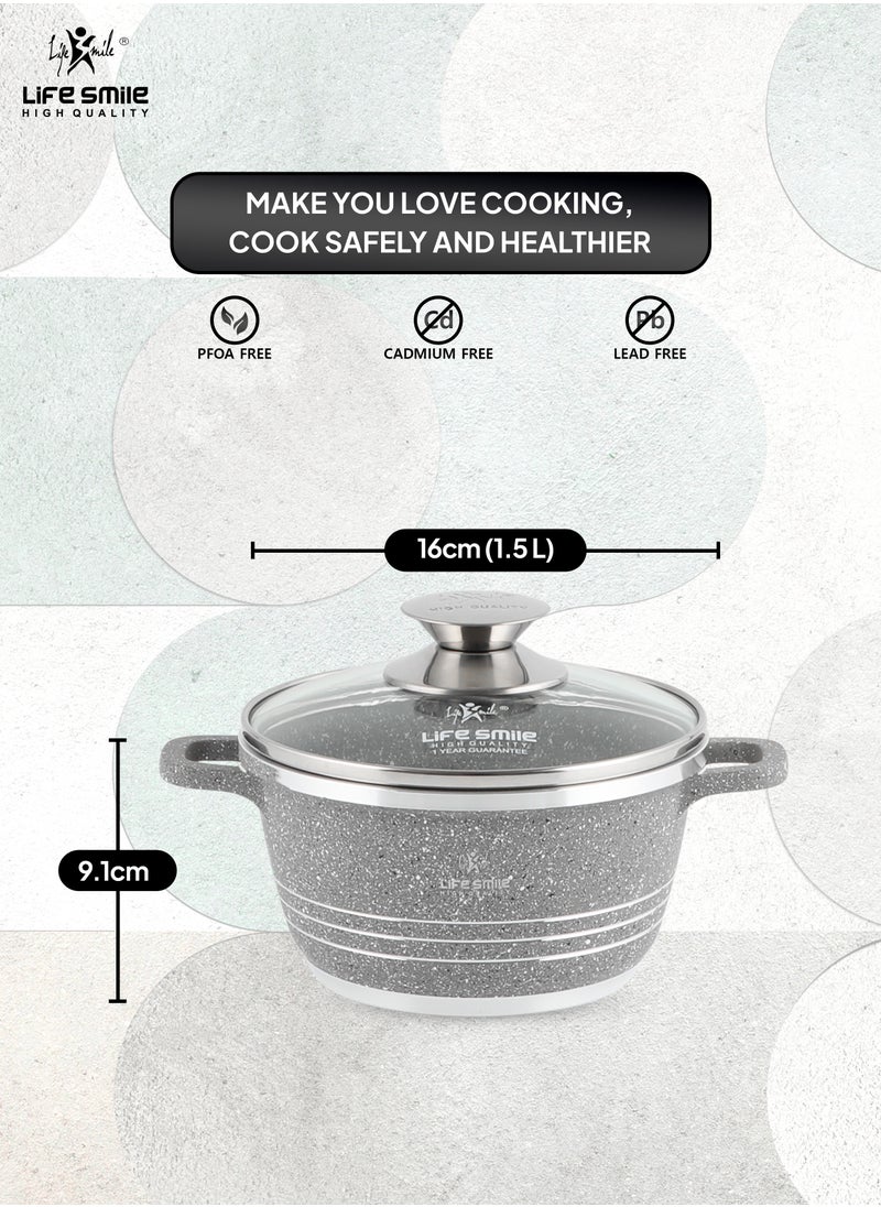 Life Smile - Non Stick Stock Pot - Aluminum Soup Pot with T.Glass Lid - 100% PFOA and PTFE Free - Image 1