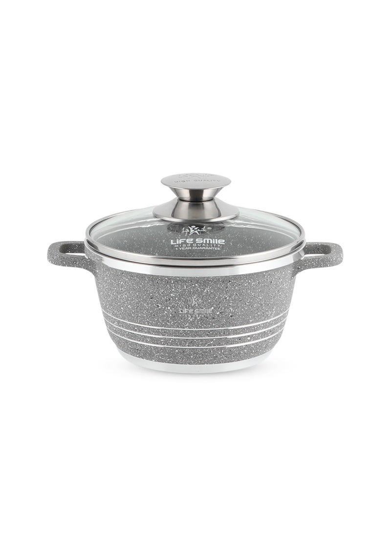 Life Smile - Non Stick Stock Pot - Aluminum Soup Pot with T.Glass Lid - 100% PFOA and PTFE Free - Image 1