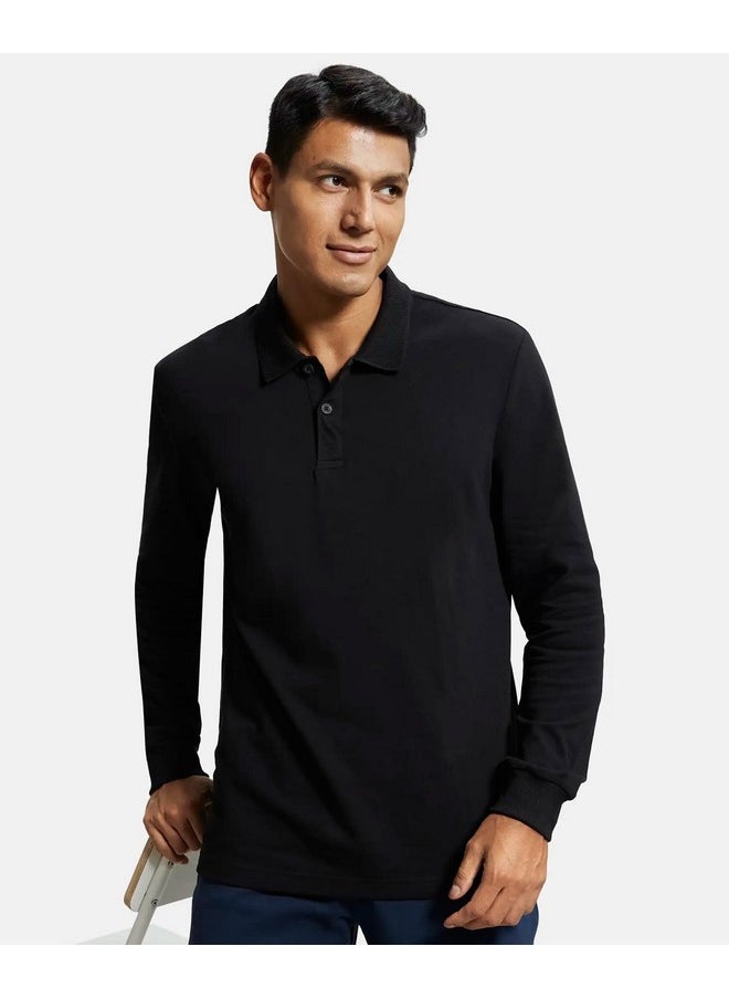 JOCKEY - Jockey Men's Full Sleeved Polo T-Shirt AM96_Black_XL - Image 1