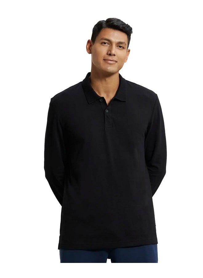 JOCKEY - Jockey Men's Full Sleeved Polo T-Shirt AM96_Black_XL - Image 1