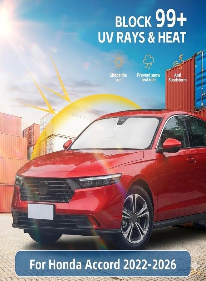 AuyNeas واقي الشمس الأمامي من AuyNeas لهوندا أكورد 2022 2023 2024، طبقتان، 240T، واقي شمس أمامي قابل للطي، مصمم خصيصًا ليناسب سيارتك، يحجب الأشعة فوق البنفسجية، من إكسسوارات السيارات الصيفية الأساسية (أكورد 2022-2024) - Image 2