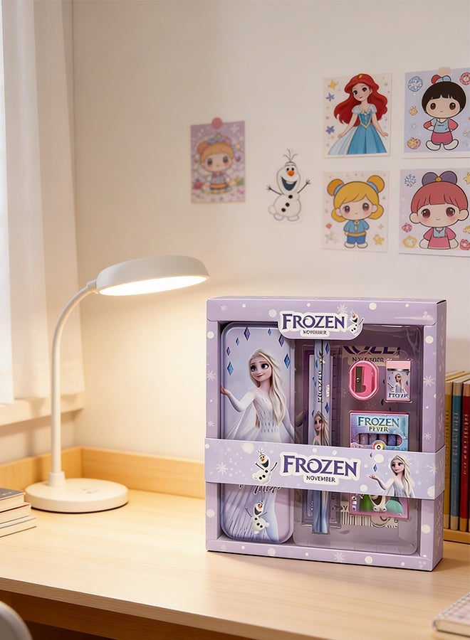 Frozen Elsa Frozen-Themed School Stationery Set for Kids, Gift-Ready Learning Box with Complete Back to School Supplies: Pencil Box, Eraser, Sharpener, Ruler & Crayons - Image 2