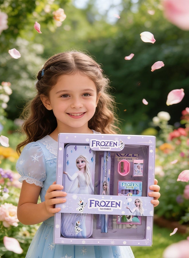 Frozen Elsa Frozen-Themed School Stationery Set for Kids, Gift-Ready Learning Box with Complete Back to School Supplies: Pencil Box, Eraser, Sharpener, Ruler & Crayons - Image 5