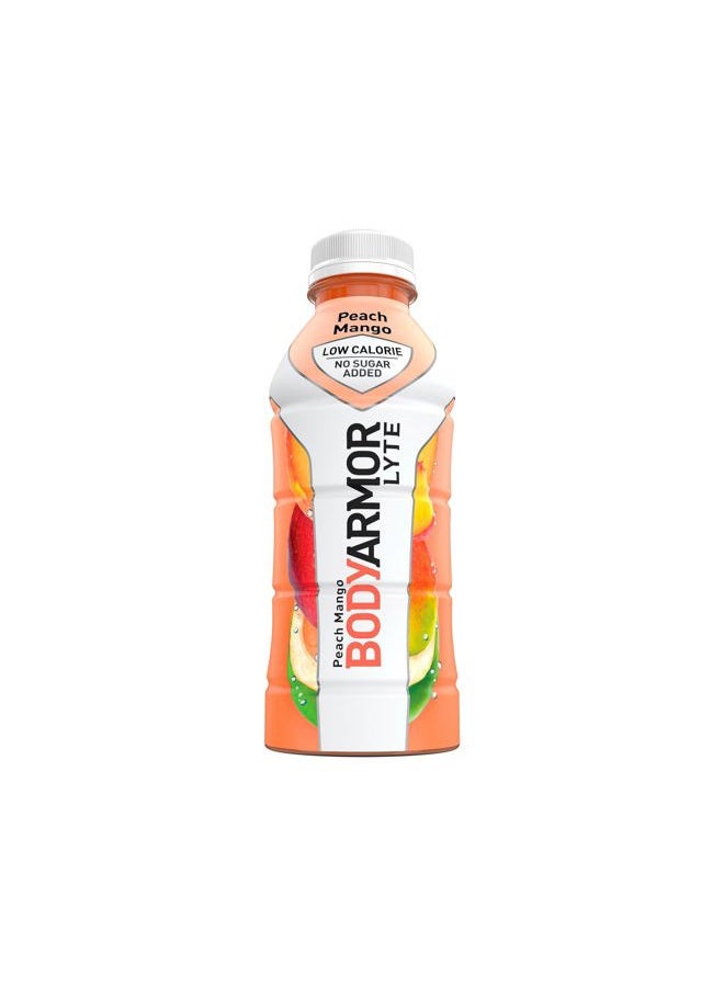 BODYARMOR مشروب رياضي LYTE منخفض السعرات الحرارية، خوخ مانجو، ماء جوز الهند للترطيب، نكهات طبيعية مع فيتامينات، إلكتروليتات غنية بالبوتاسيوم، مثالي للرياضيين، 16 أونصة سائلة (عبوة من 12) - Image 4