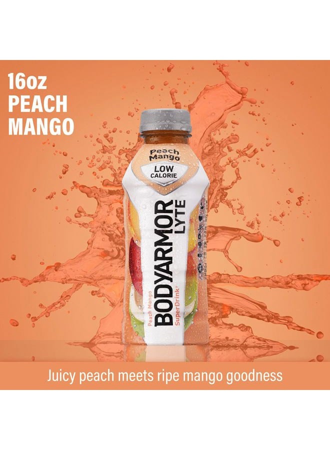 BODYARMOR مشروب رياضي LYTE منخفض السعرات الحرارية، خوخ مانجو، ماء جوز الهند للترطيب، نكهات طبيعية مع فيتامينات، إلكتروليتات غنية بالبوتاسيوم، مثالي للرياضيين، 16 أونصة سائلة (عبوة من 12) - Image 3