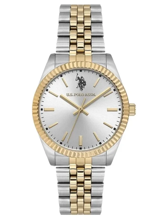 U.S. Polo Assn. Women's 34mm Watch with Silver Dial & Two Tone Bracelet