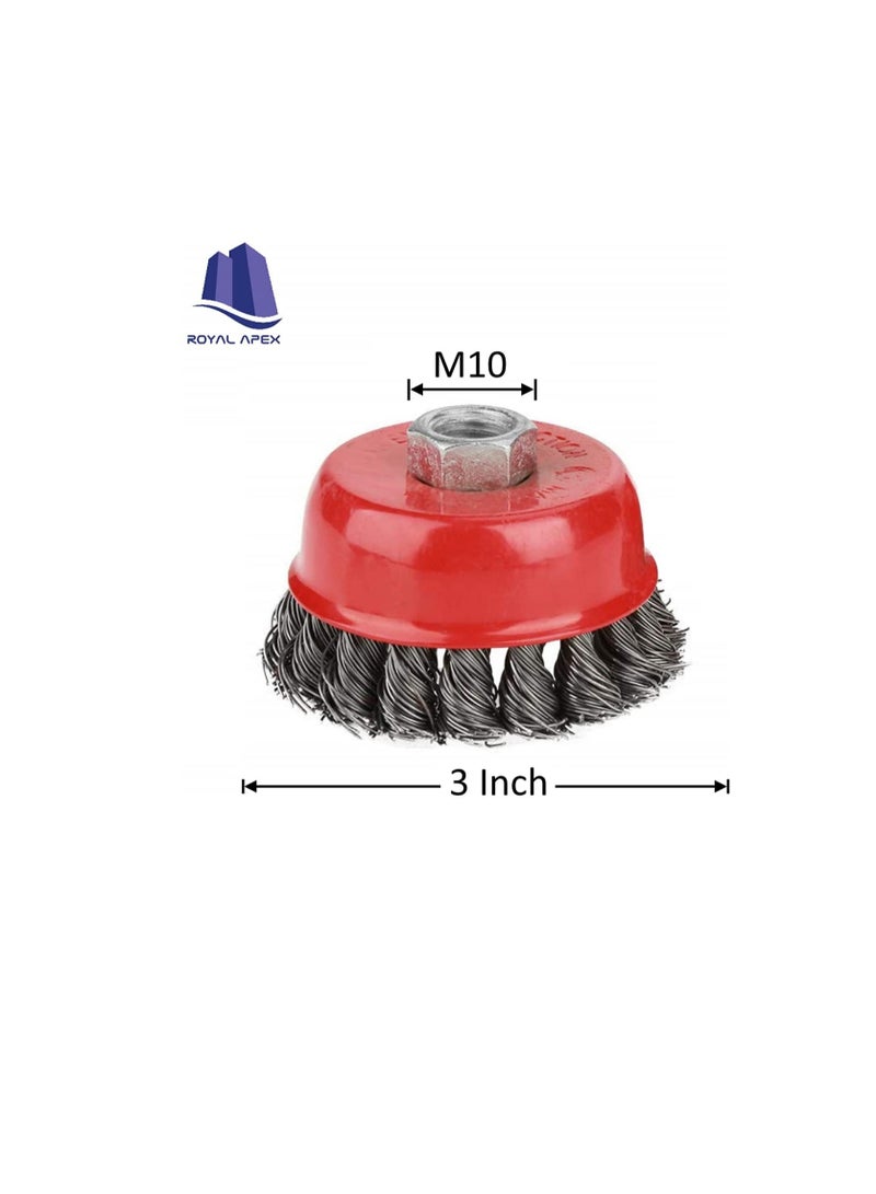 Cup Wire Brush Drill Attachment Electric Drill Wire Brushes Used for Removal of Rust, Corrosion and Paint (M10x3 Inch, Twisted)  - Image 2