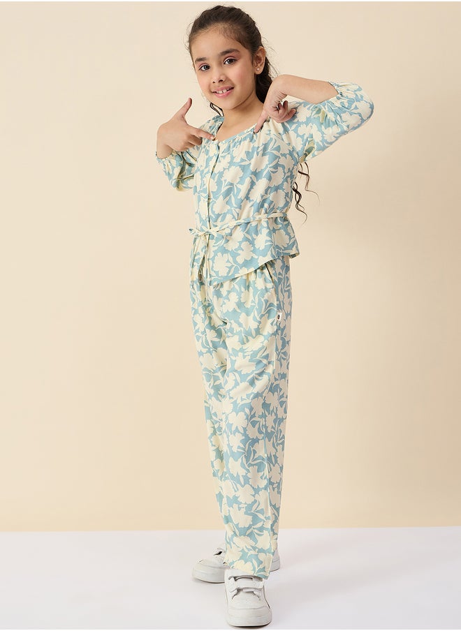 Stylo Bug Floral Print Round Neck Top and Pants Set  - Image 3