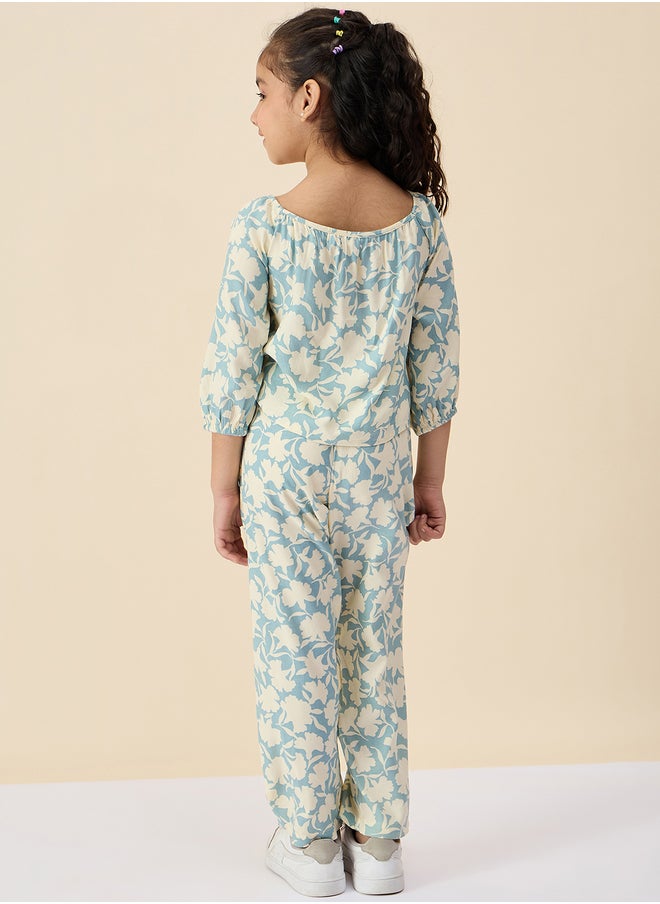 Stylo Bug Floral Print Round Neck Top and Pants Set  - Image 4