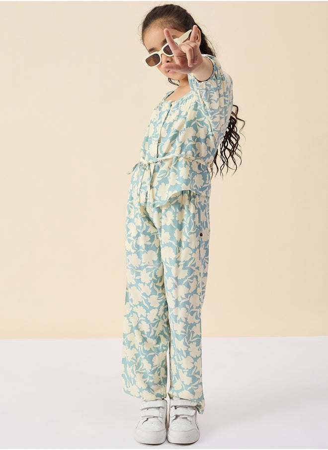 Stylo Bug Floral Print Round Neck Top and Pants Set  - Image 2