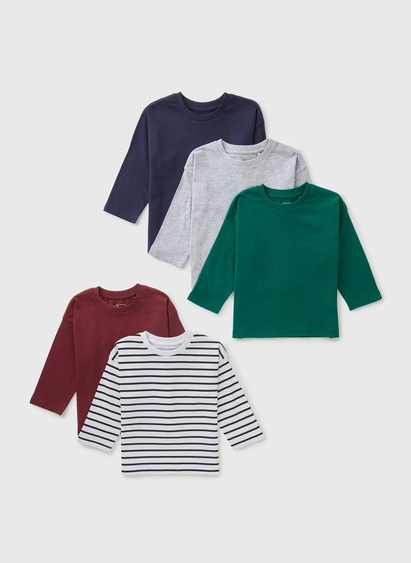 Matalan 5 Pack Boys Multicolour Long Sleeve Tops