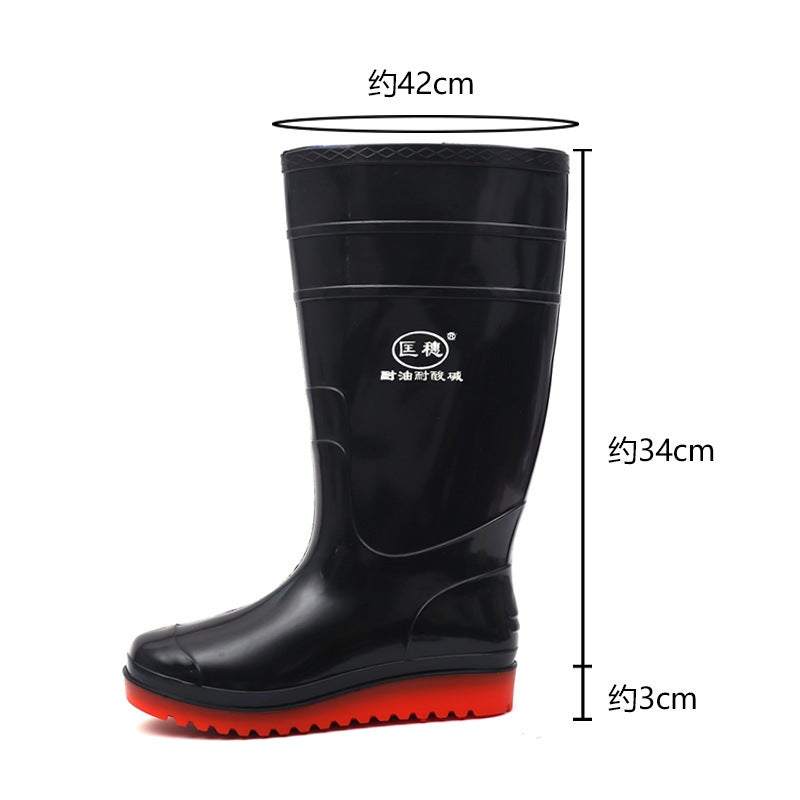 Unisex Anti-Slip Acid-resistant Kitchen Work Rain Boots K01 black