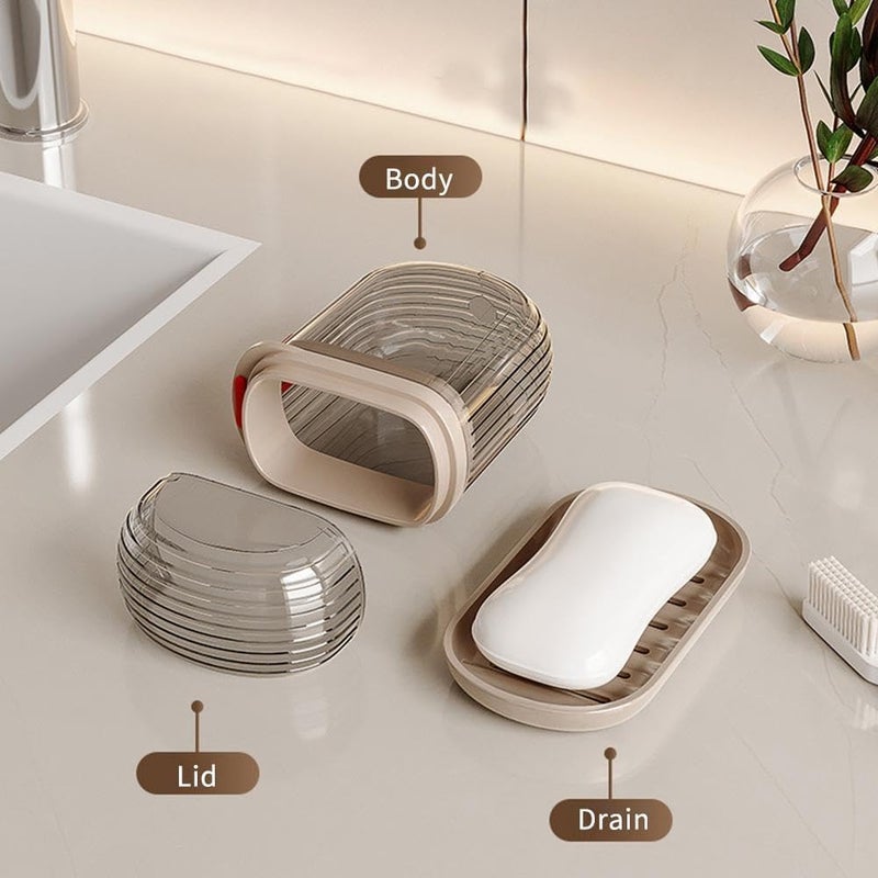 BAOER Travel Soap Box - Plastic Transparent Waterproof Portable Soap Dish Box for Travel, Camping & Outdoor, Leakproof Soap Box Case with Lid Draining Soap Bar Holder Dish Container(4 Pcs) - Image 4