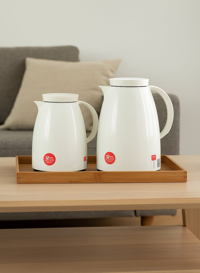 باصرة ترمس شاي وقهوة حراري أبيض – سعة 0.5 لتر و1 لتر، تصميم أنيق يحافظ على الحرارة 12 ساعة والبرودة 24 ساعة، مثالي للضيافة والاستخدام اليومي - Image 1
