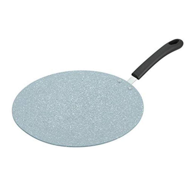 Speckled Granite 34 CM Concave Tawa 3mm Thick Aluminium Base Scratch Resistant Coating Non Slip Bakelite Handles-Grey - Image 2