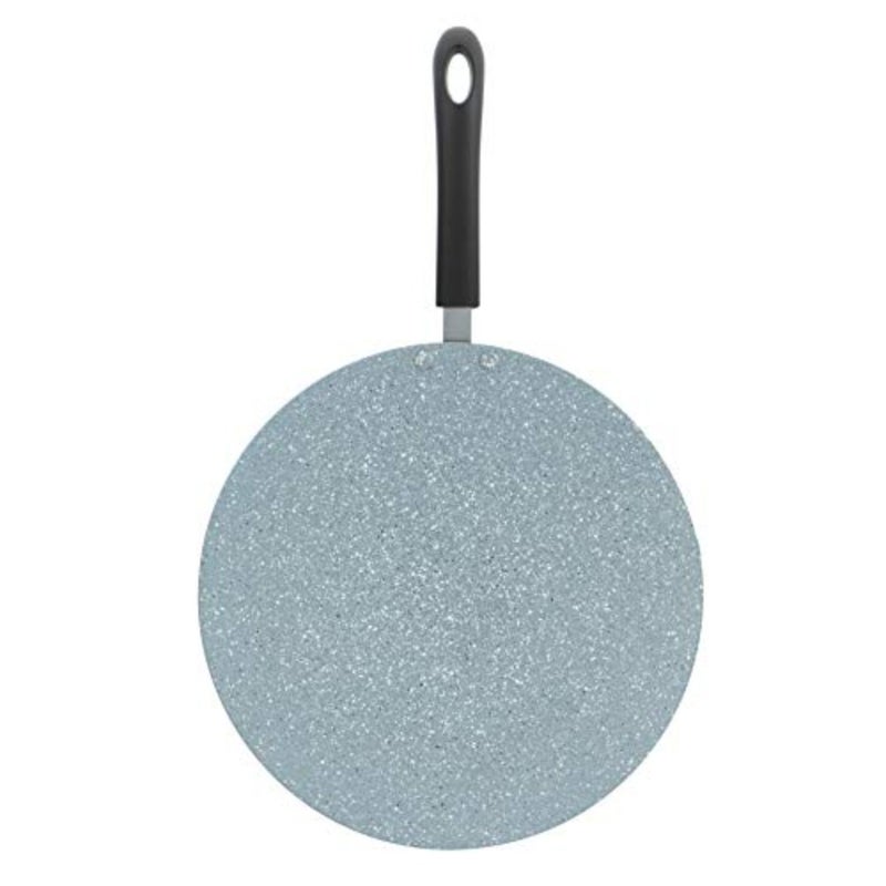 Speckled Granite 34 CM Concave Tawa 3mm Thick Aluminium Base Scratch Resistant Coating Non Slip Bakelite Handles-Grey - Image 3