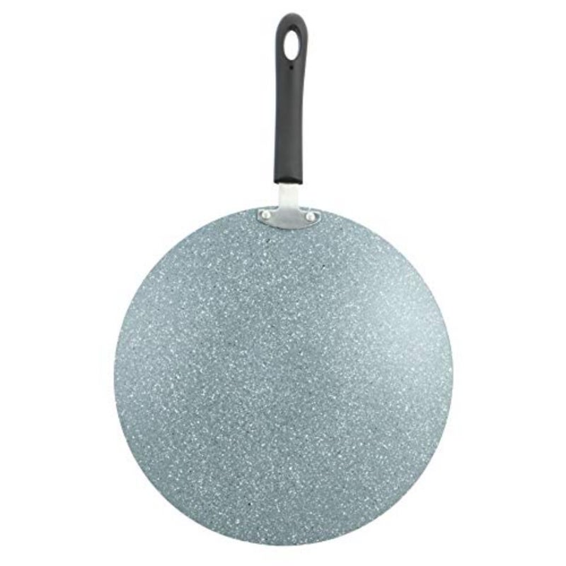 Speckled Granite 34 CM Concave Tawa 3mm Thick Aluminium Base Scratch Resistant Coating Non Slip Bakelite Handles-Grey - Image 4
